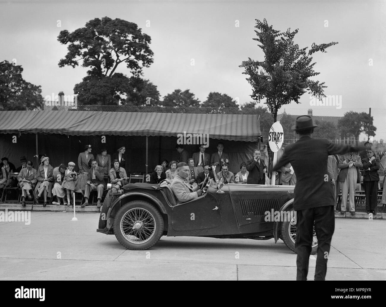 MG TA of Archie Langley of the Musketeers team at the South Wales Auto Club Welsh Rally, 1937 Artist: Bill Brunell. Stock Photo