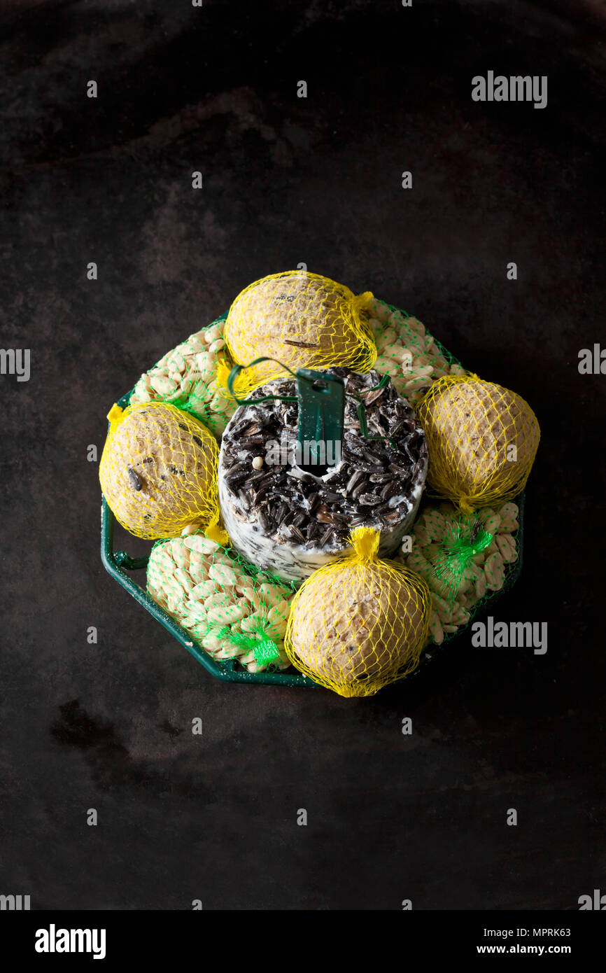 Fat balls and other birdseed Stock Photo