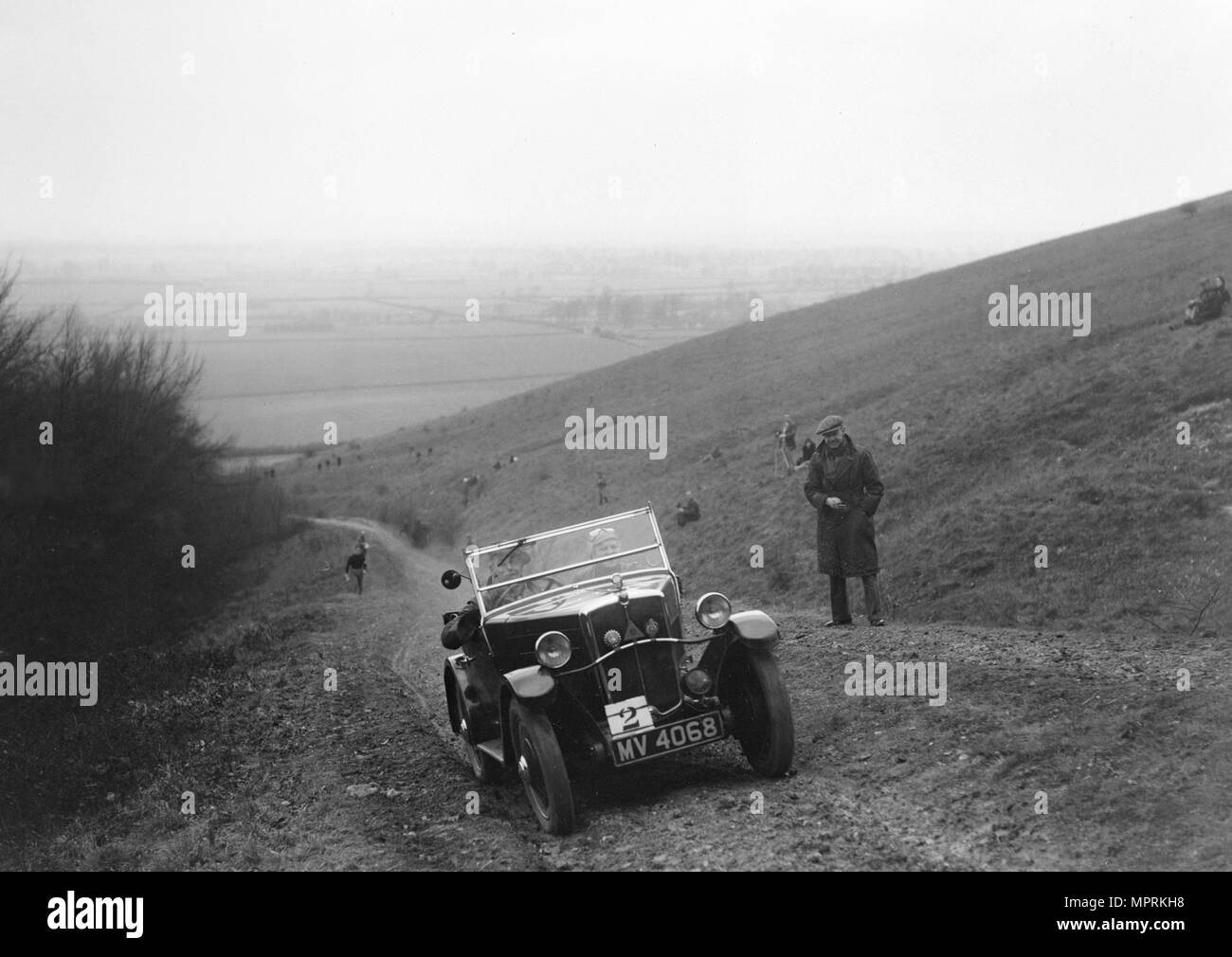 Morris Minor competing in a trial, Crowell Hill, Chinnor, Oxfordshire