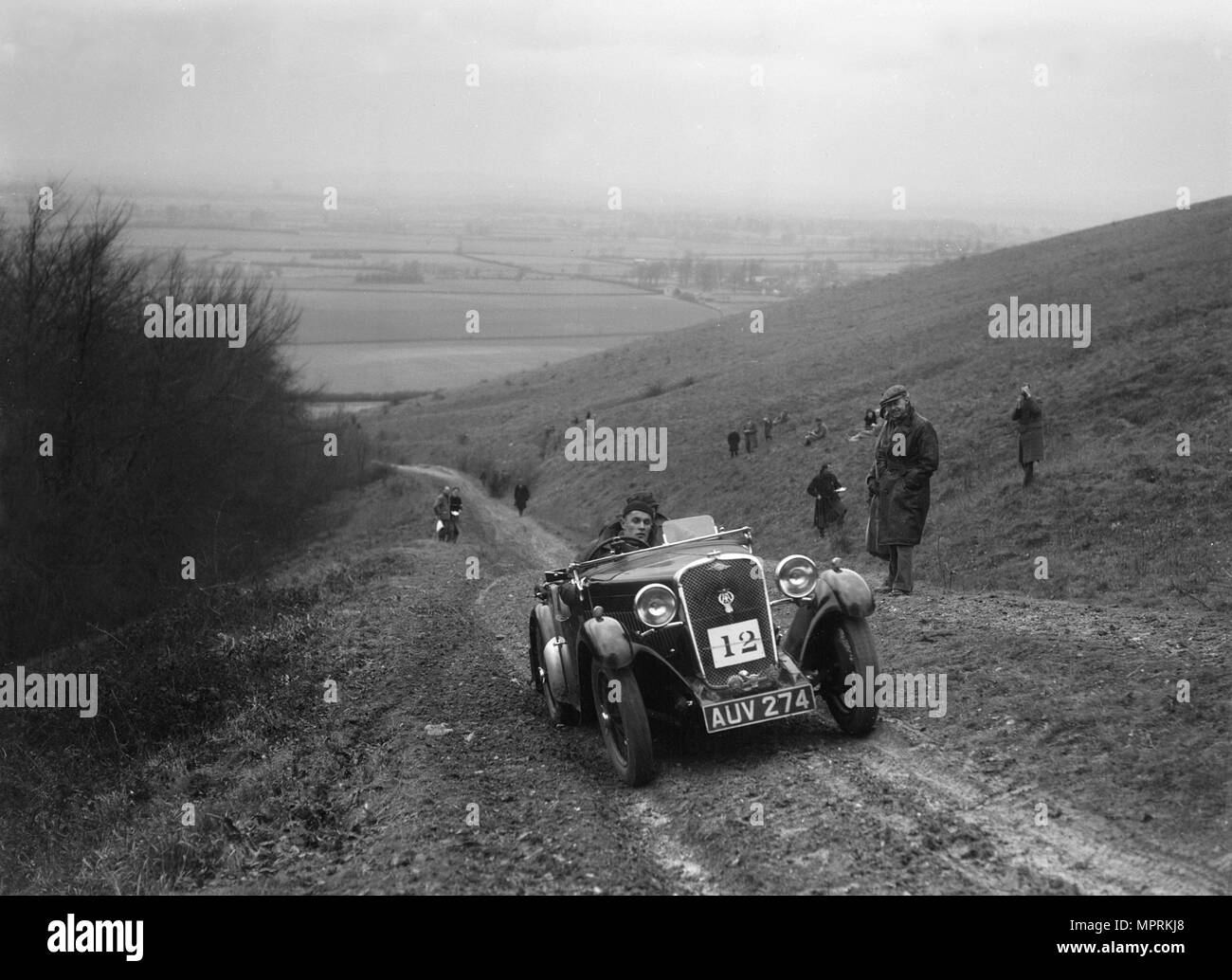 Singer 2seater sports competing in a trial, Crowell Hill, Chinnor