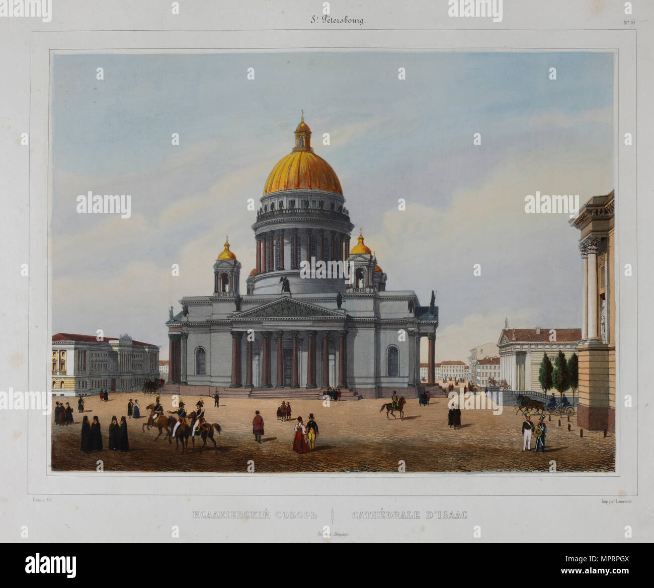 The Saint Isaac's Cathedral in Saint Petersburg, 1840s. Stock Photo