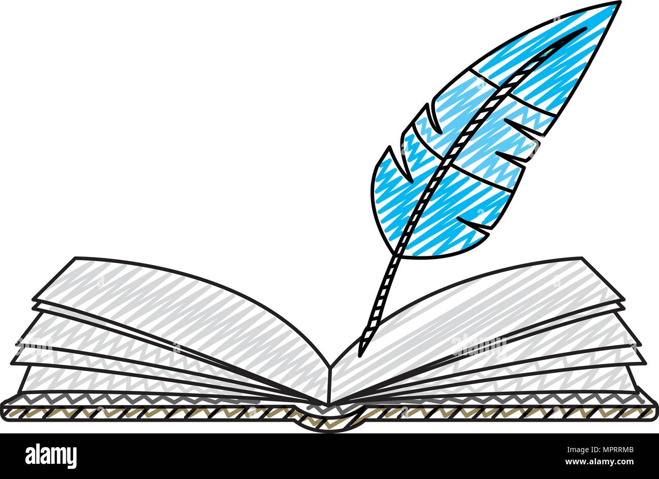 doodle open book object and feather pen Stock Vector Image & Art - Alamy