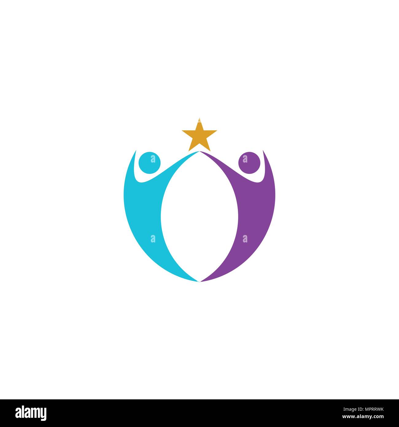 People active logo with star, vector icons. Stock Vector