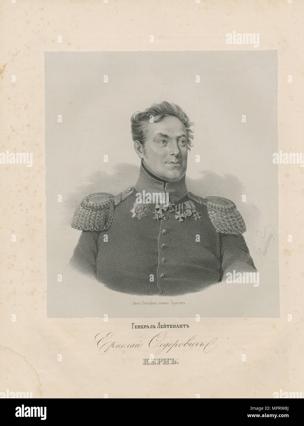Portrait of General Yermolay Fyodorovich Kern (1765-1841). Stock Photo