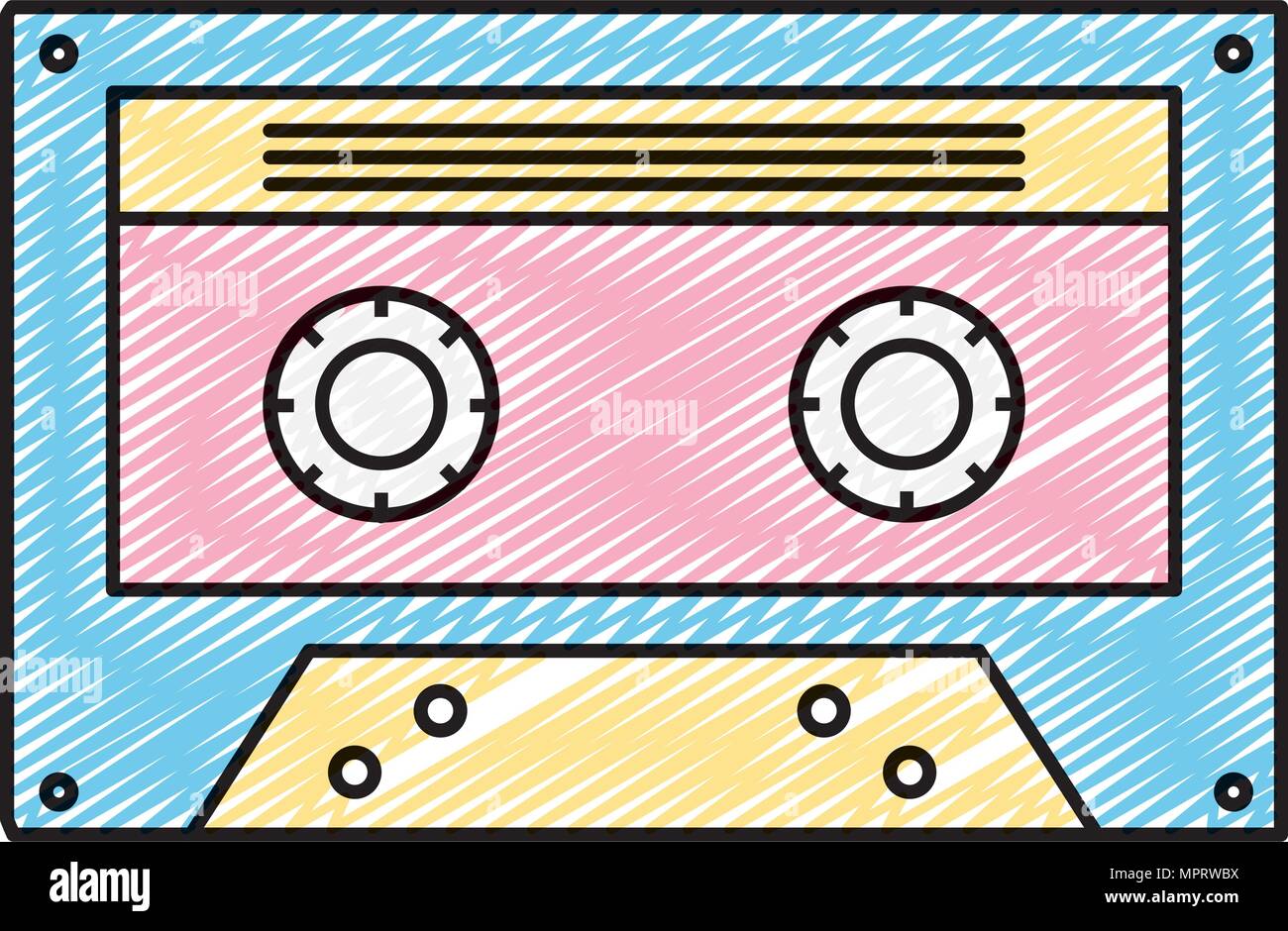 doodle retro cassette tape audio old Stock Vector Image & Art - Alamy