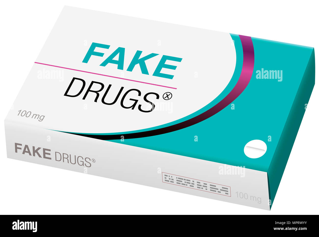 Fake drugs, pharmaceutical fake package. Symbolic for harmful