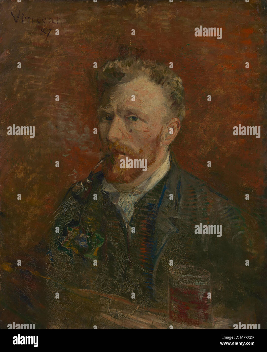 SelfPortrait with Glass Stock Photo Alamy