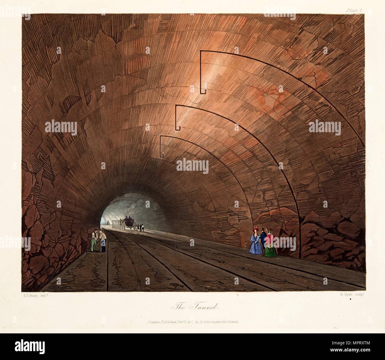 The Tunnel, published 1831 (hand coloured engraving) Stock Photo