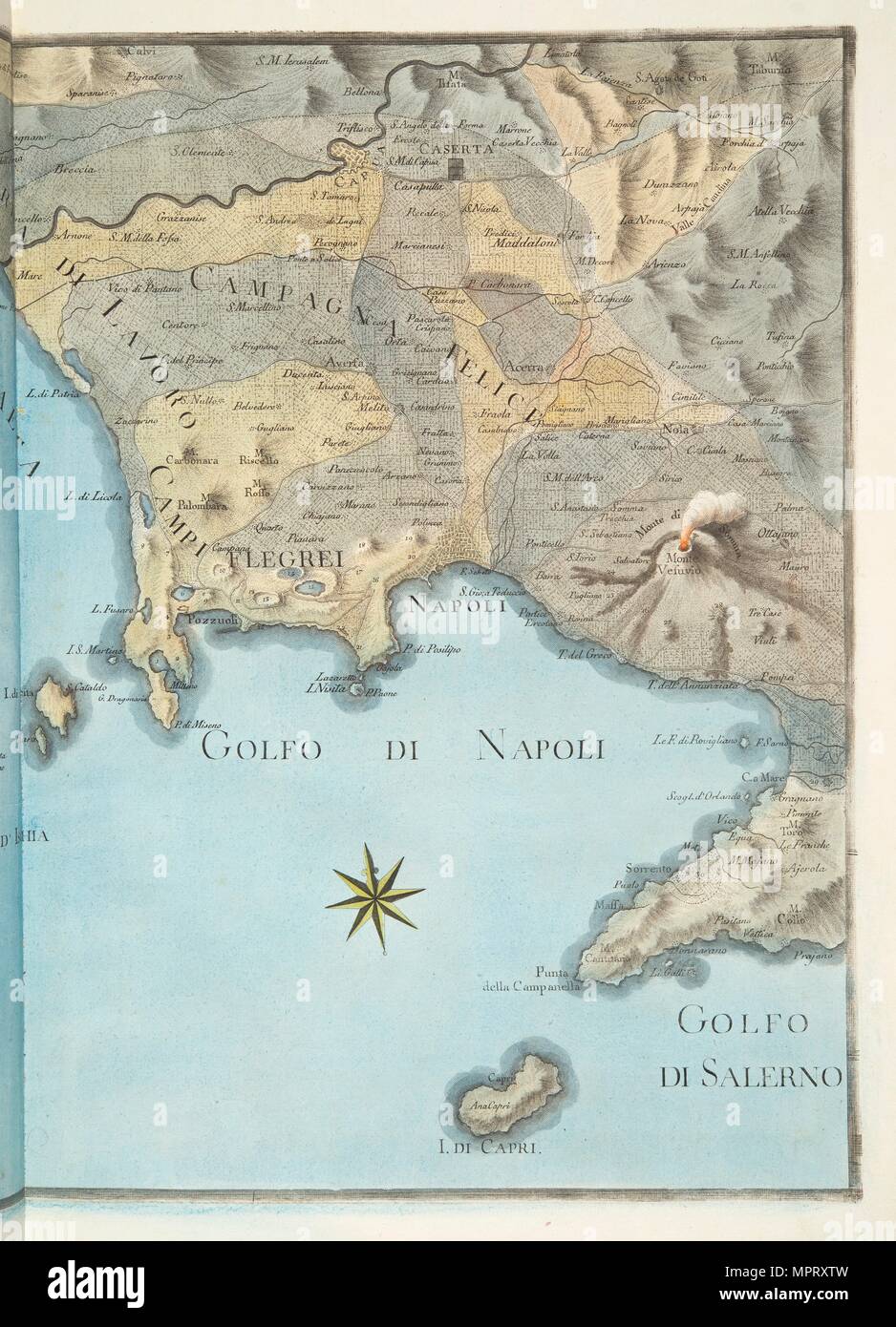 Map of the Gulf of Naples and surrounding area, 1776. Stock Photo
