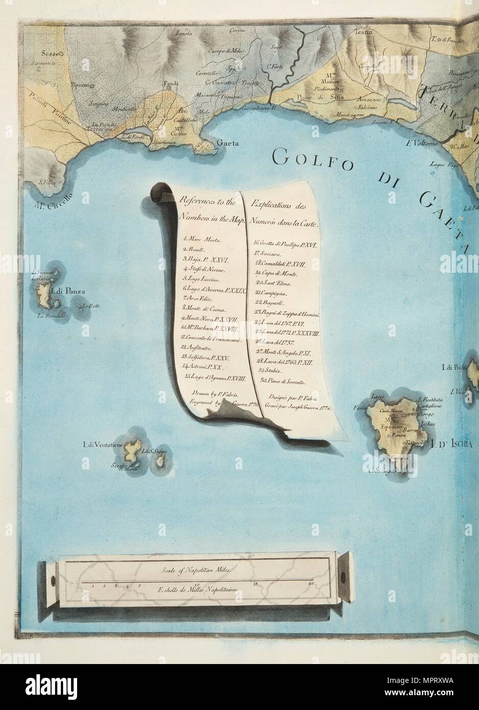Map of Gulf of Gaeta, 1776. Stock Photo