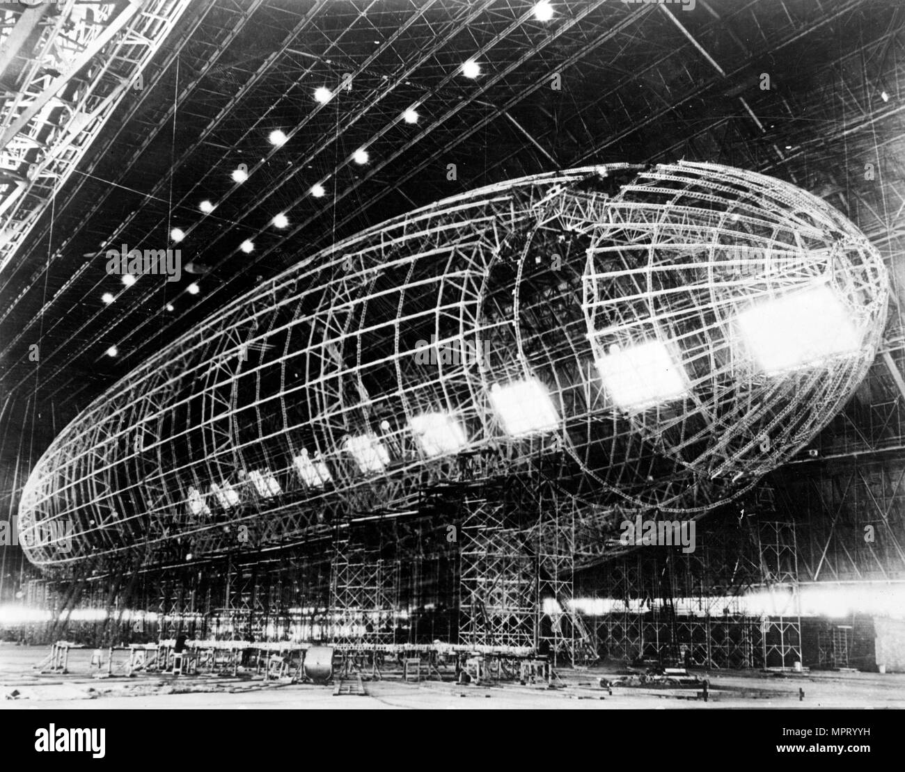 World's Largest Dirigible near completion, 1930s. Stock Photo