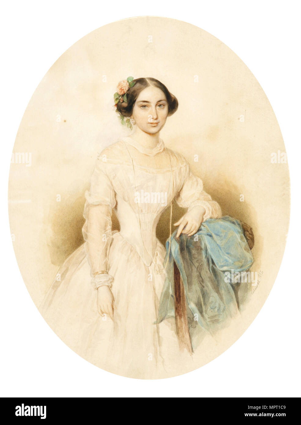 Portrait of a woman, 1847. Stock Photo