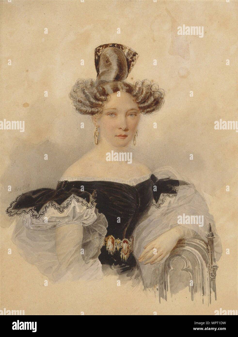 Portrait of Countess Sofia Alexeevna Lvova (1811-1883), née Perovskaya, 1830s. Stock Photo