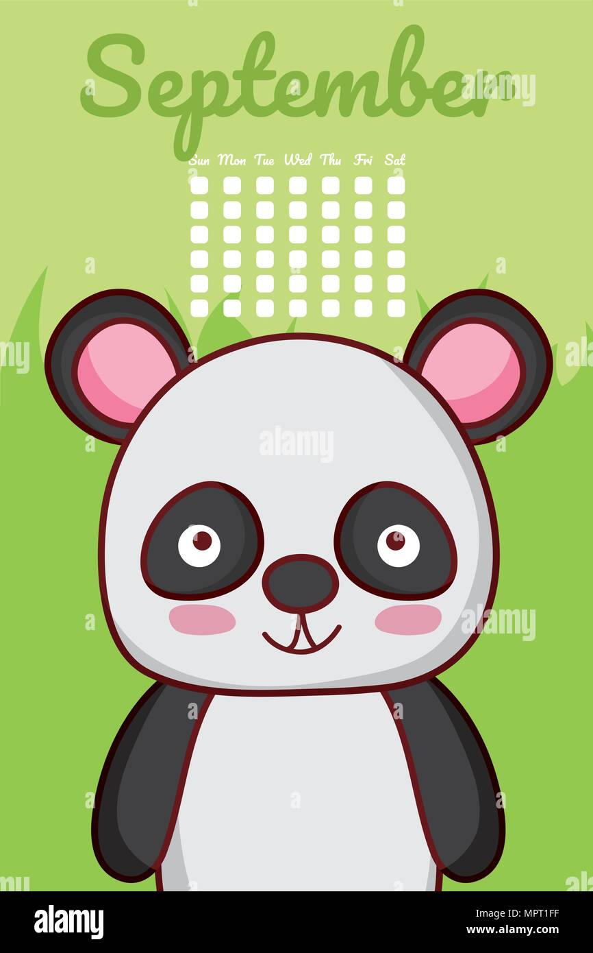 Panda bear cute calendar design Stock Vector Image & Art Alamy