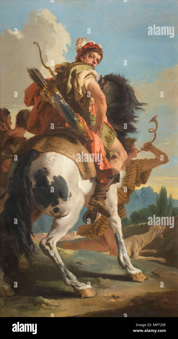 Hunter on Horseback, 1718-1725. Stock Photo