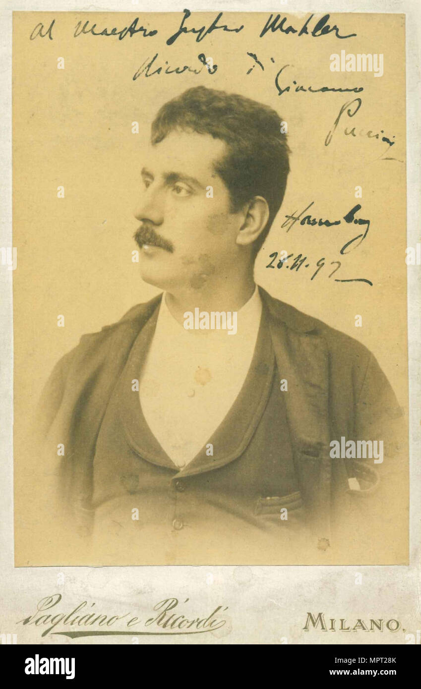 Portrait of the Composer Giacomo Puccini (1858-1924), c. 1890. Stock Photo