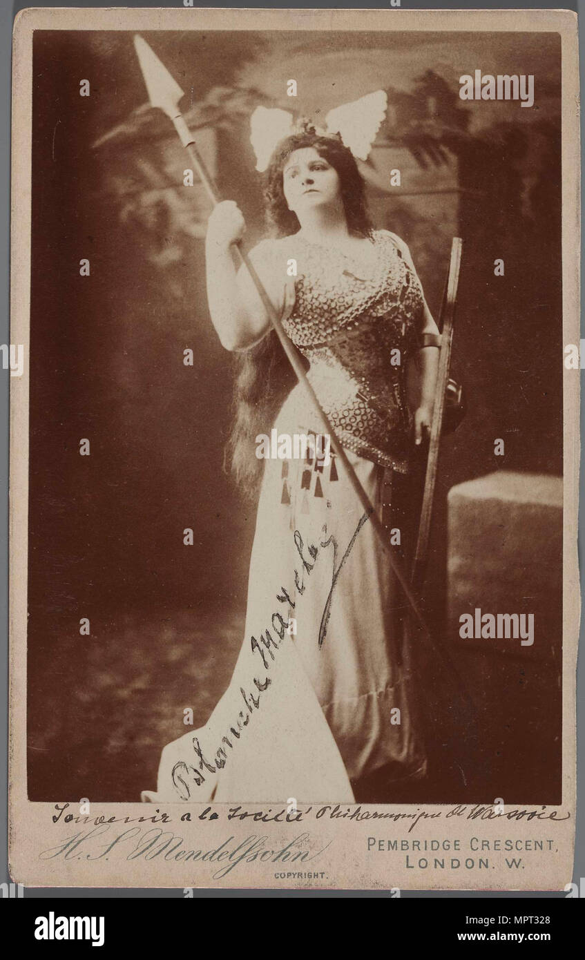 Blanche Marchesi (1863-1940) as Brünnhilde in Die Walküre (The Valkyrie) by R. Wagner, c. 1900. Stock Photo