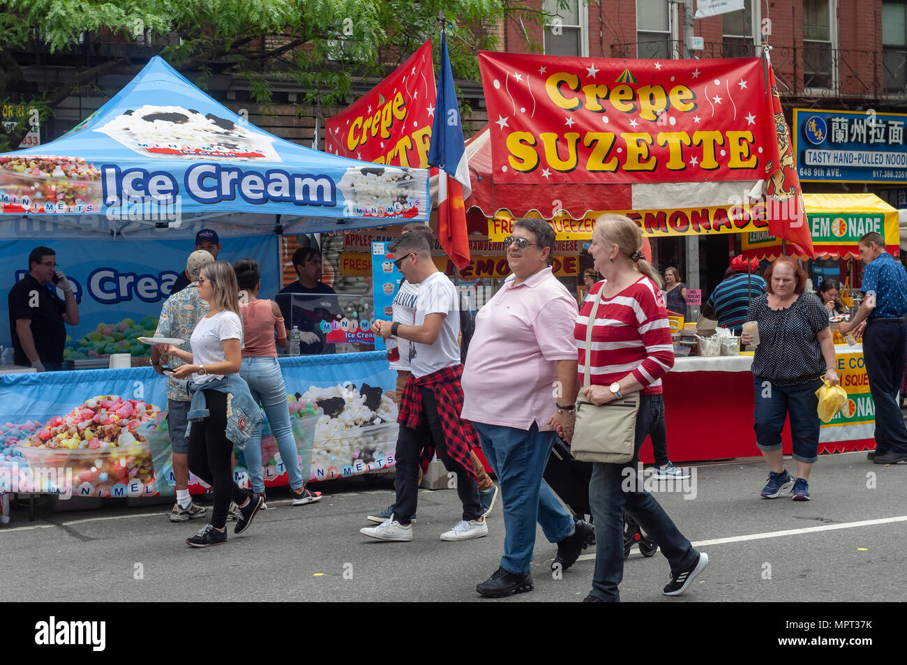 Crowds gorge themselves at the 45th Annual Ninth Avenue International Food Festival in New York on Sunday, May 20, 2018. (Â© Richard B. Levine) Stock Photo