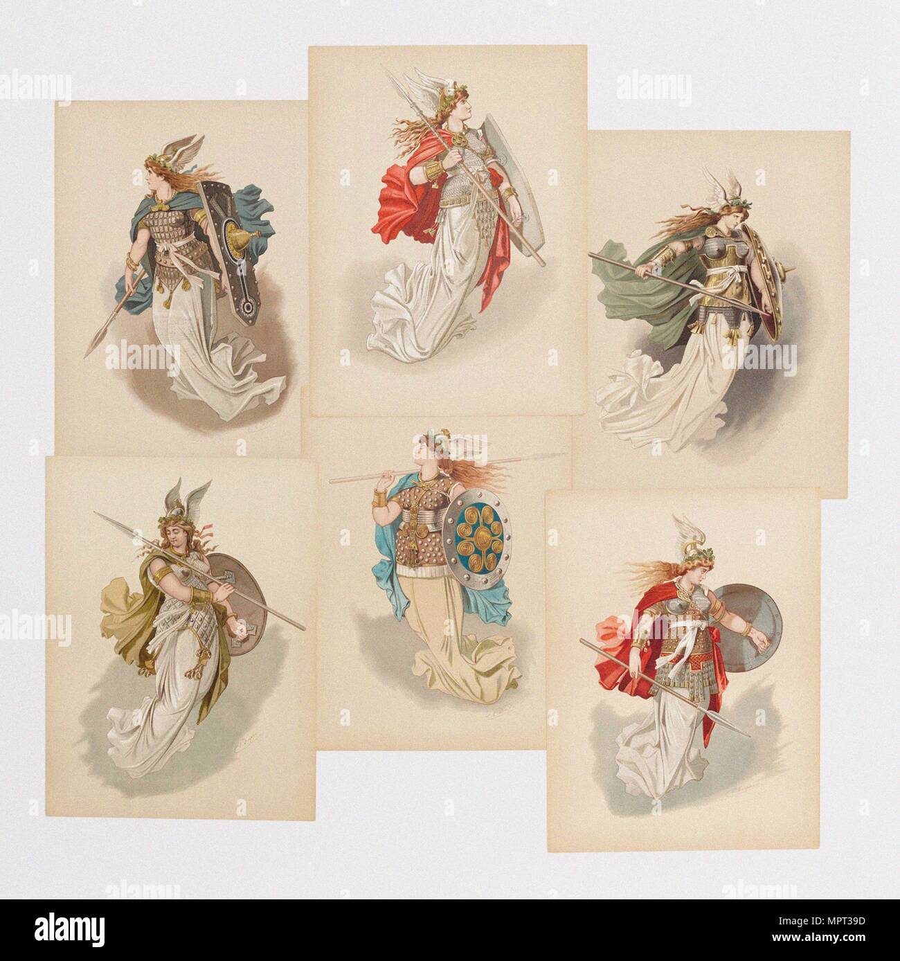 Costume designs for opera Der Ring des Nibelungen by Richard Wagner, 1889. Stock Photo