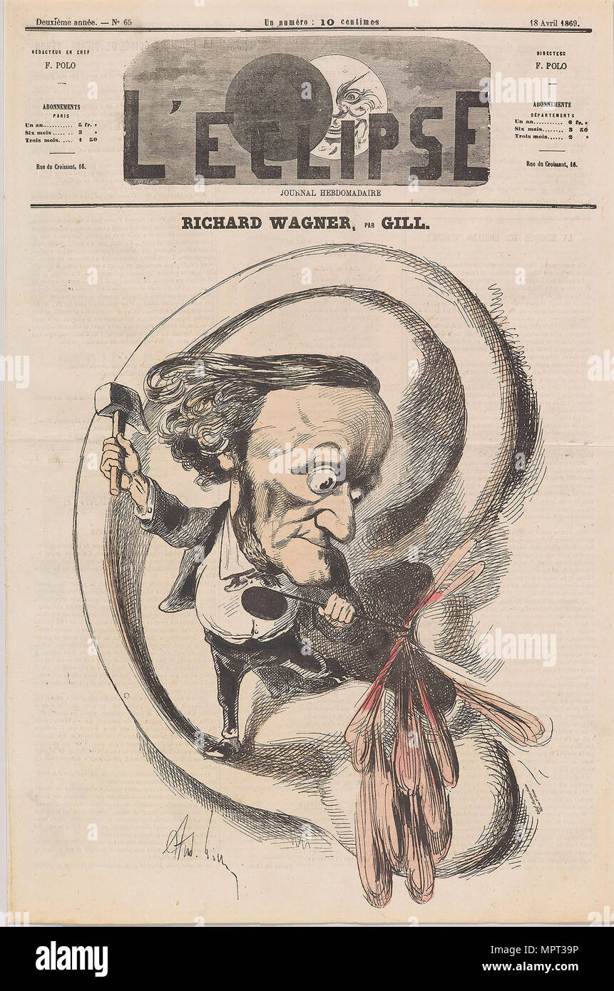 Caricature of Richard Wagner in L'Éclipse, 1869. Stock Photo