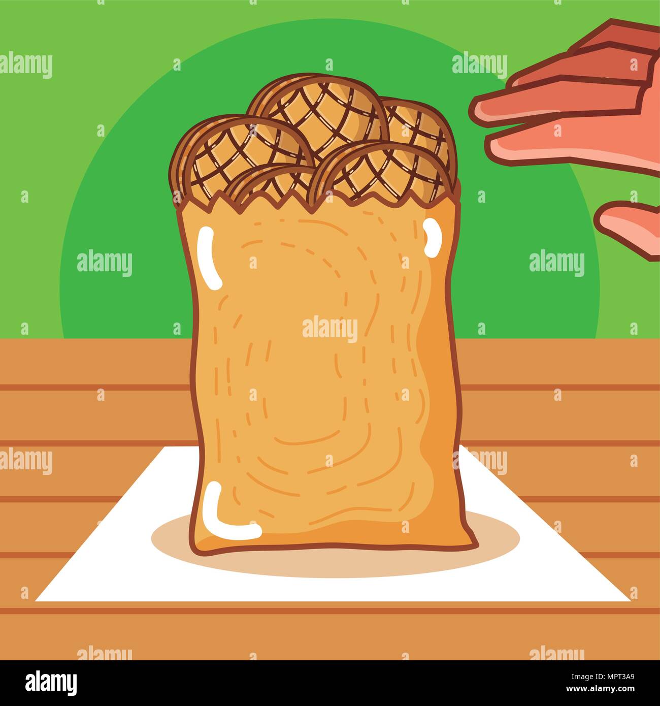Hand grabbing delicious breads Stock Vector Image & Art - Alamy