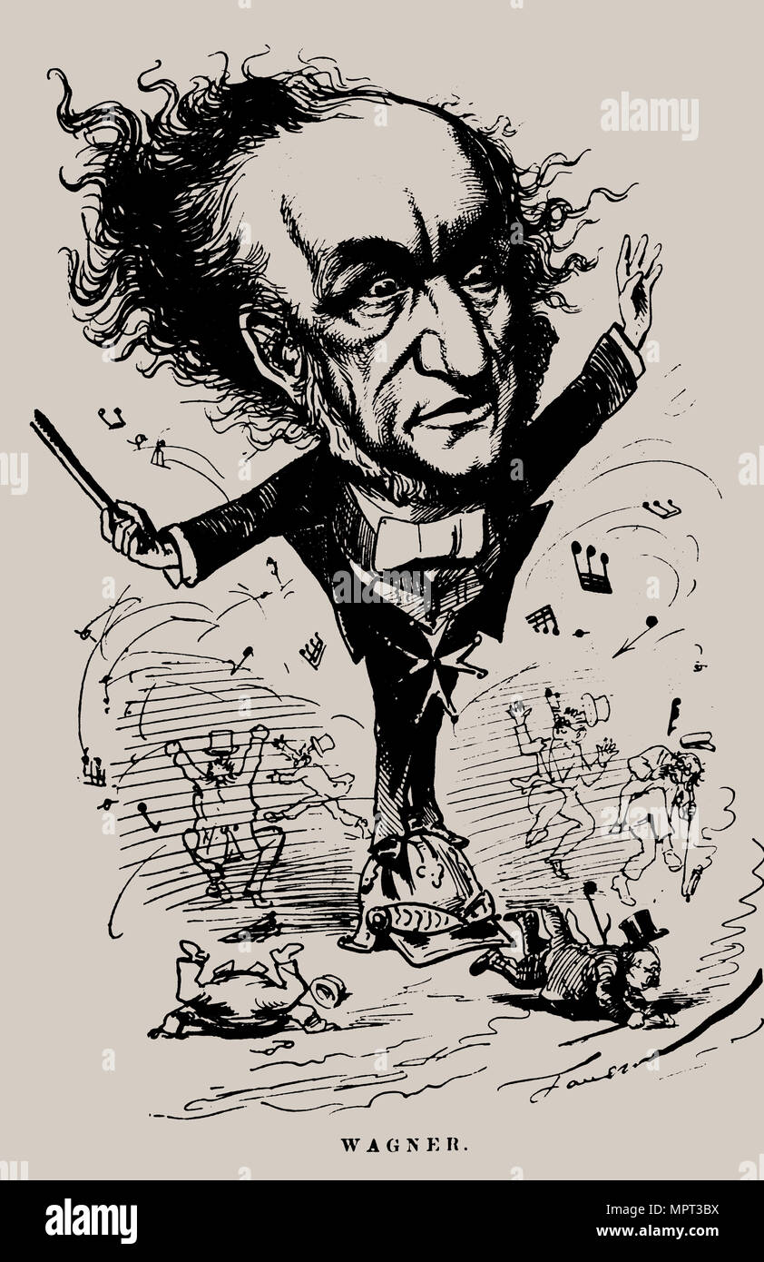 Richard Wagner as Conductor. Caricature in the Figaro, 1876. Stock Photo