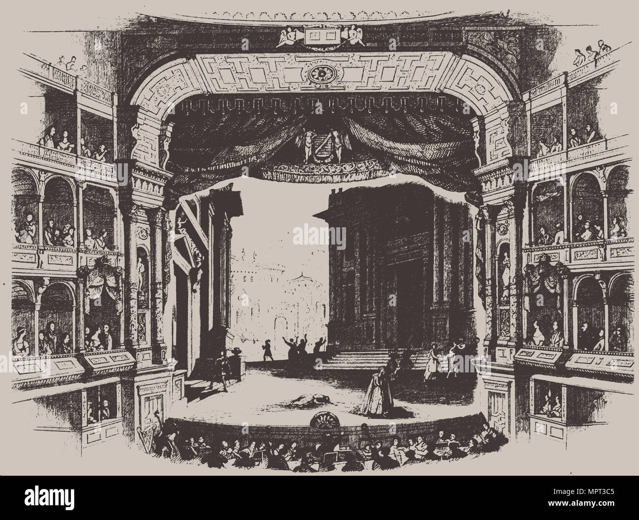Premiere of the opera Rienzi by Richard Wagner, at the Dresden Hoftheater on 20th October 1842, 1843 Stock Photo