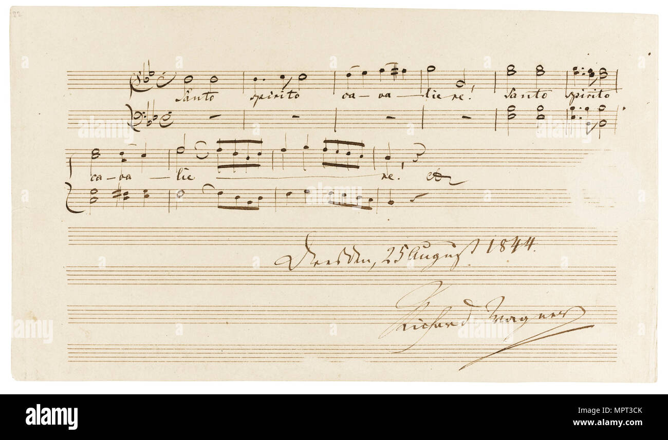 Musical quotation from the opera Rienzi by Richard Wagner (Santo spirito cavaliere!), Dresden, 25 Stock Photo