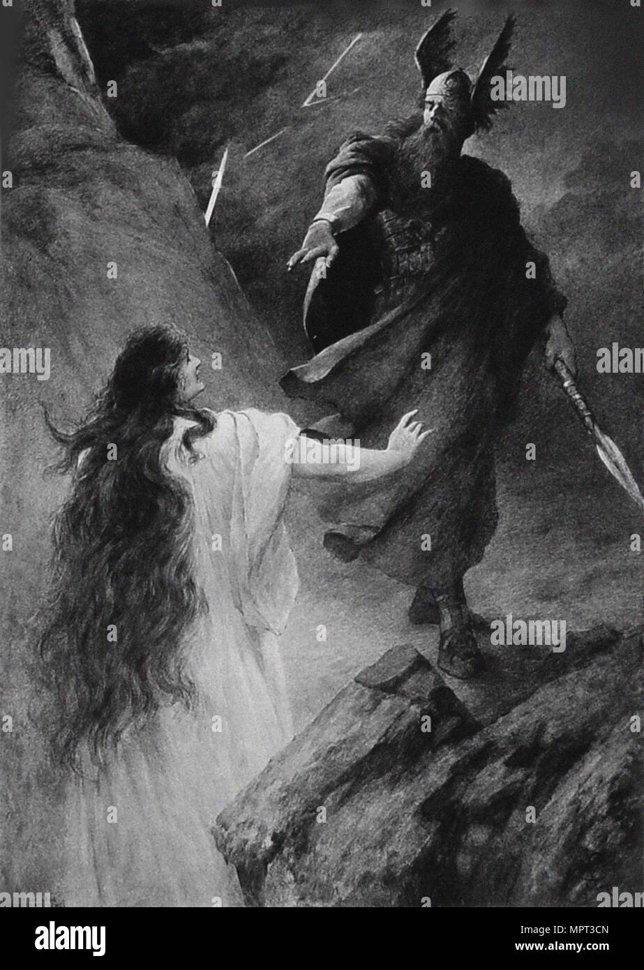 Opera Siegfried by Richard Wagner, III Act, 1894. Stock Photo