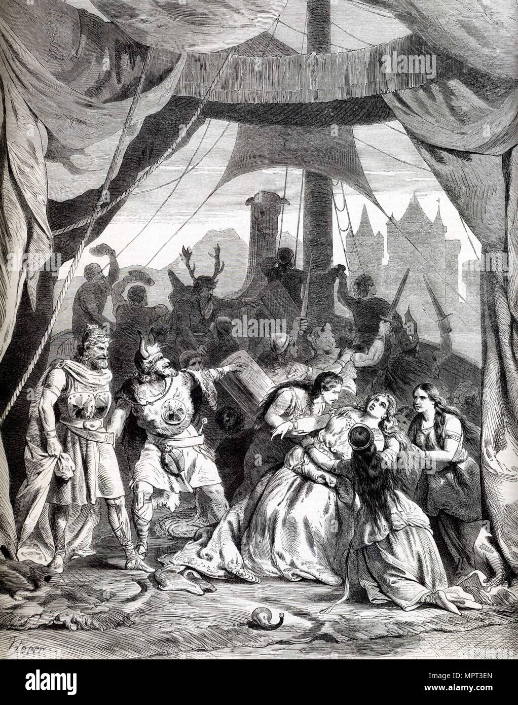 Tristan and Isolde by Richard Wagner. Illustration to the premiere, 1865, 1865. Stock Photo