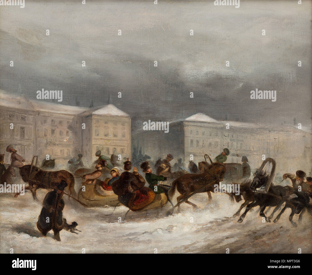 Winter Sleigh Rides, 19th century. Stock Photo