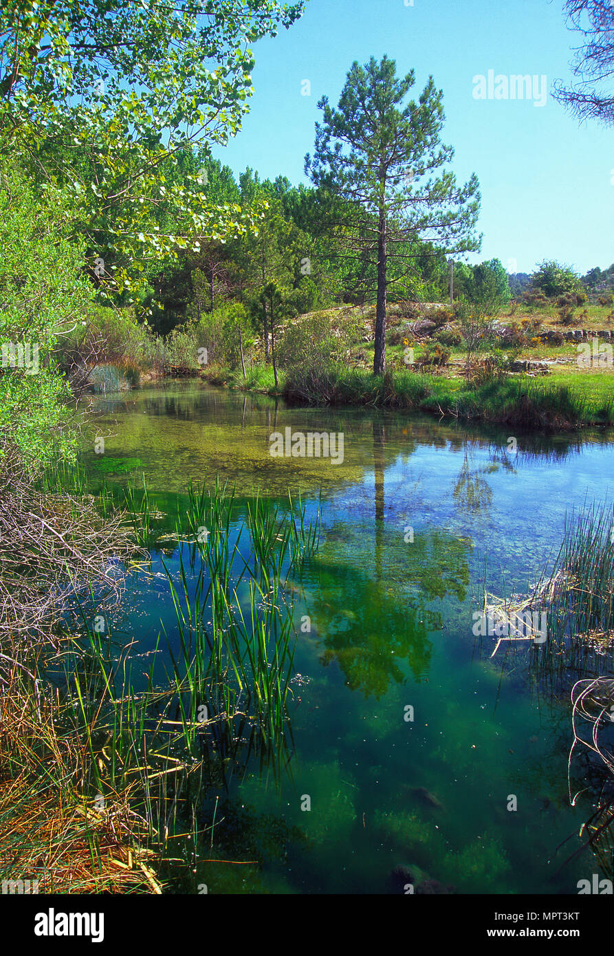 River Cabriel. Molino de San Pedro, El Vallecillo, Teruel province, Aragon, Spain. Stock Photo