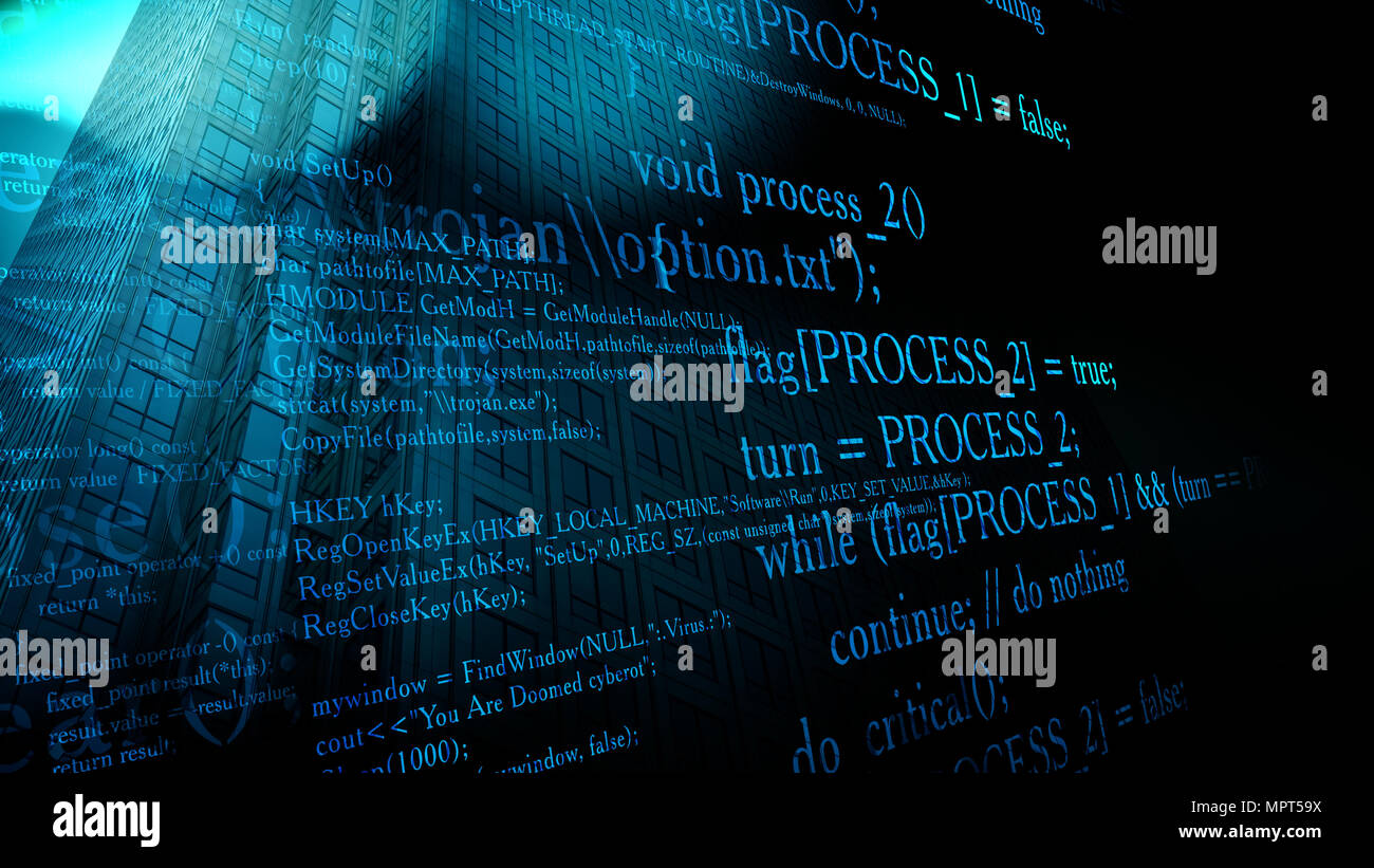 Computer trojan bug attacks office computers Stock Photo