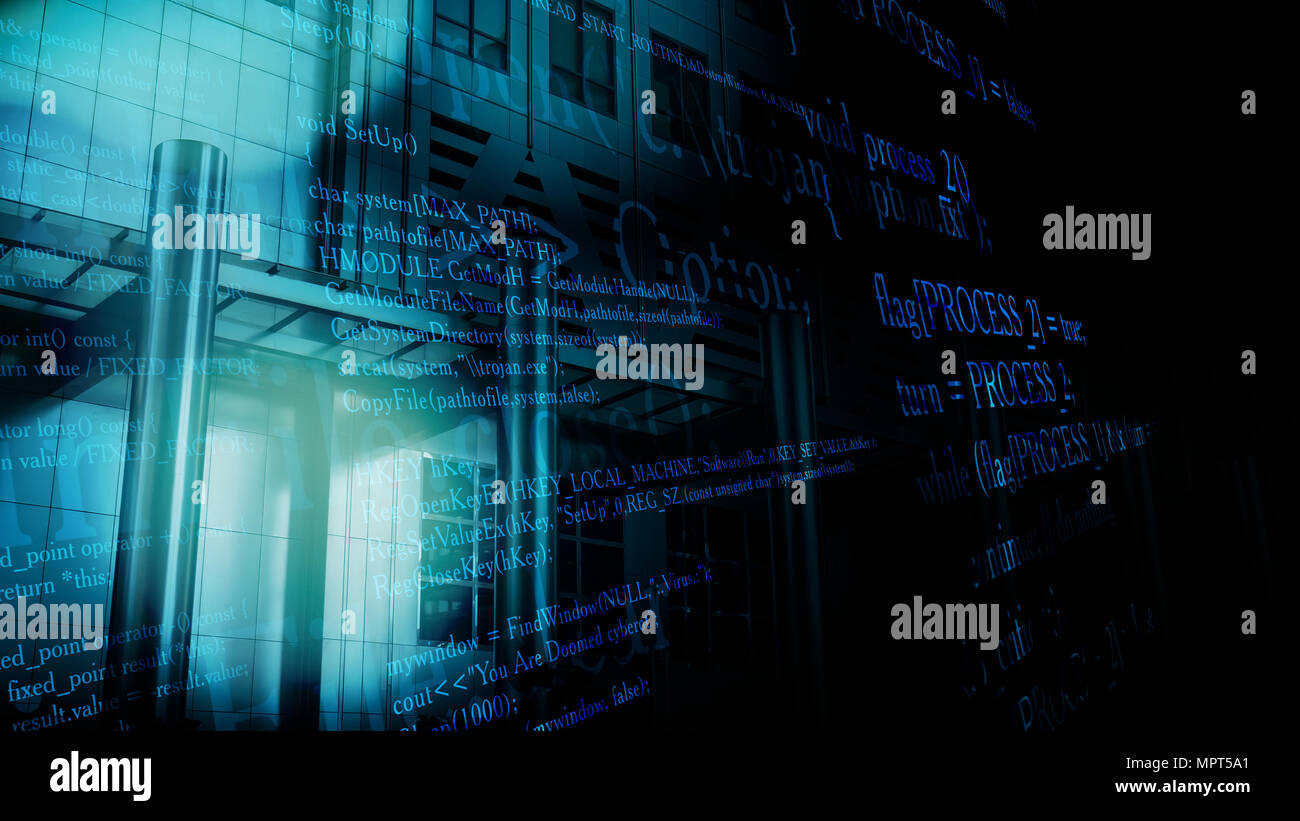 Computer hacker secret attack on bank network Stock Photo