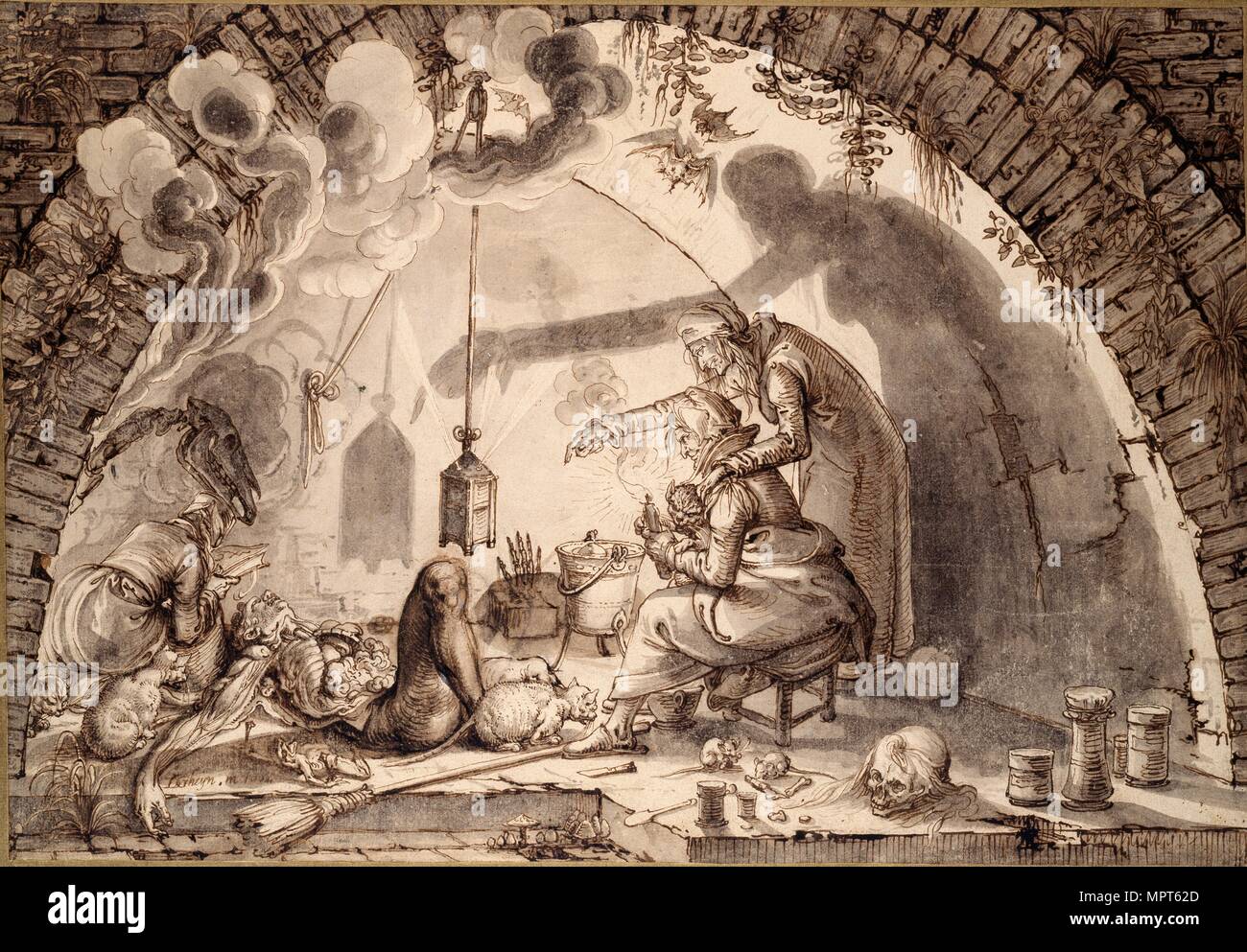 A Witches' Kitchen, c1600. Artist: Jacques de Gheyn II. Stock Photo