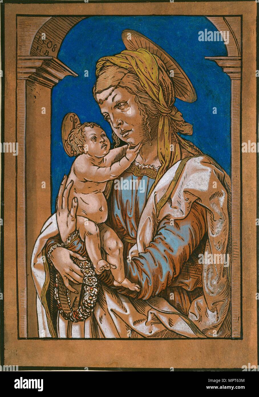 Madonna and Child under an arch, 1508. Artist: Hans Burgkmair, the Elder. Stock Photo