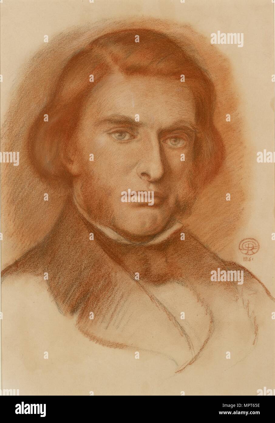 Portrait of John Ruskin, 1861. Artist: Dante Gabriel Rossetti. Stock Photo