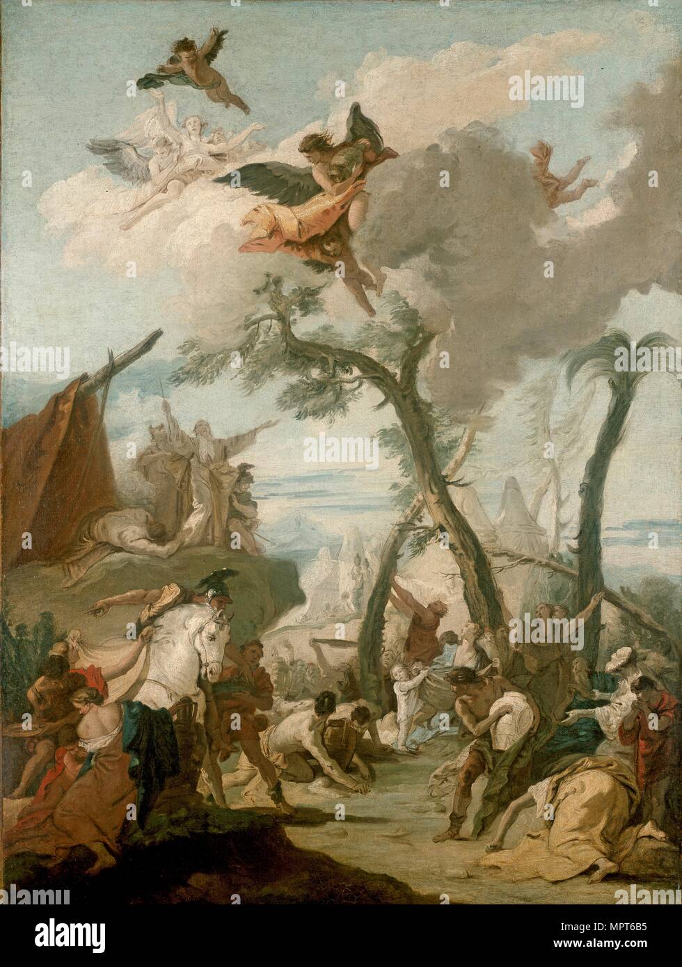 The Gathering of Manna, 17th century. Artist: Unknown. Stock Photo