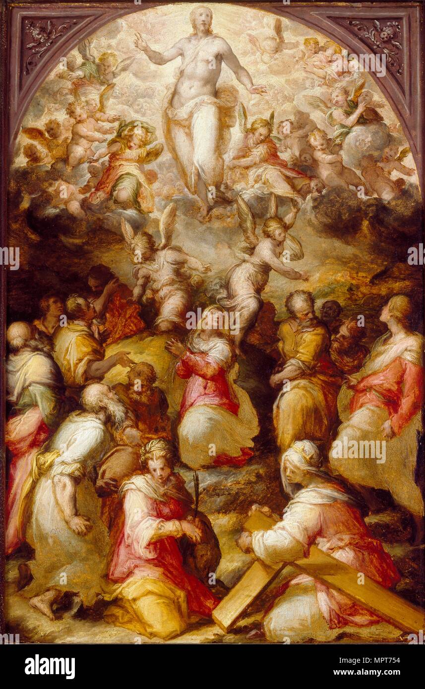 Christ in Glory with SS Agnes and Helena, commissioned 1571. Artist: Giovanni Battista Naldini. Stock Photo