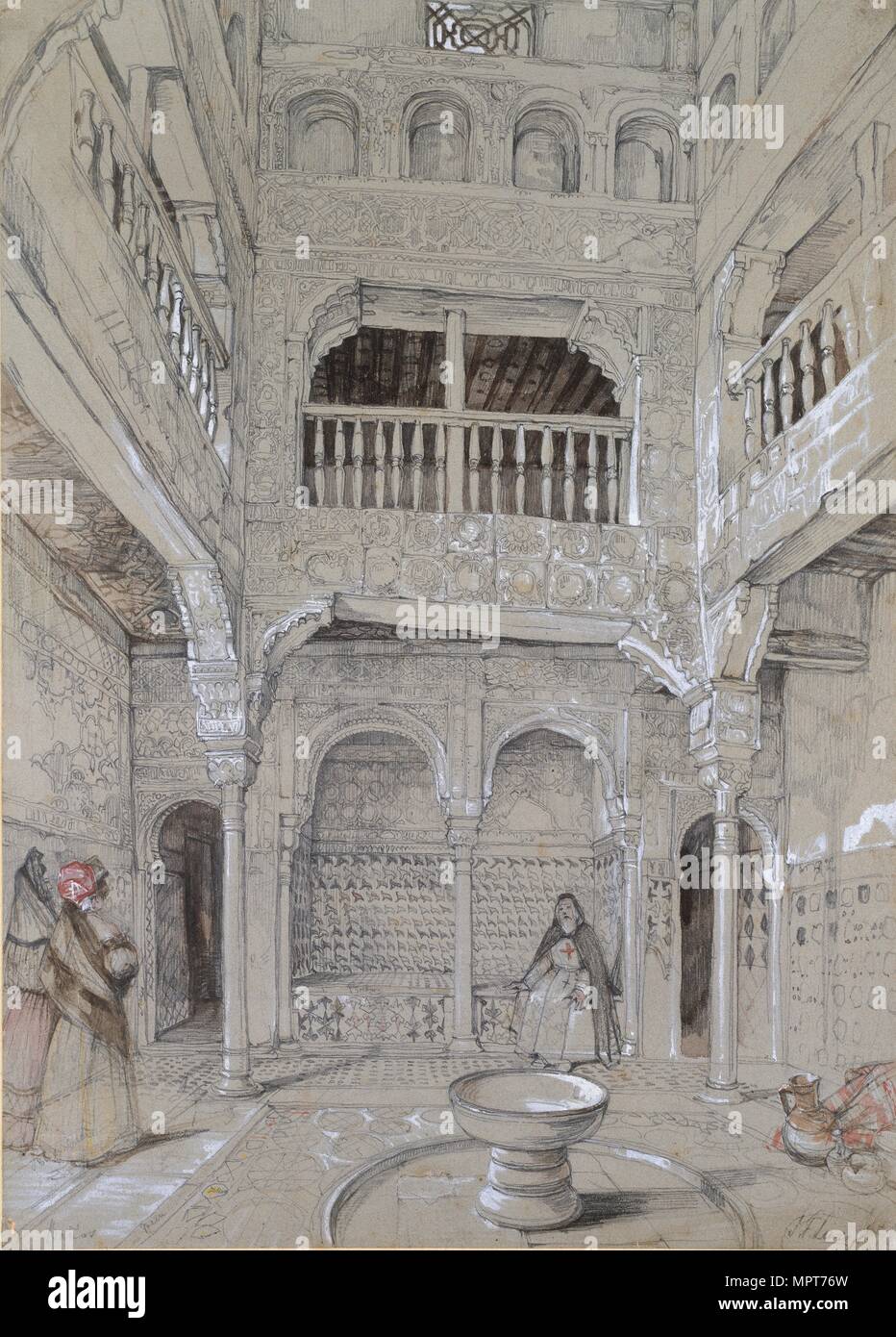 Entrance to the Baths at the Alhambra, c1830s. Artist: John Frederick Lewis. Stock Photo