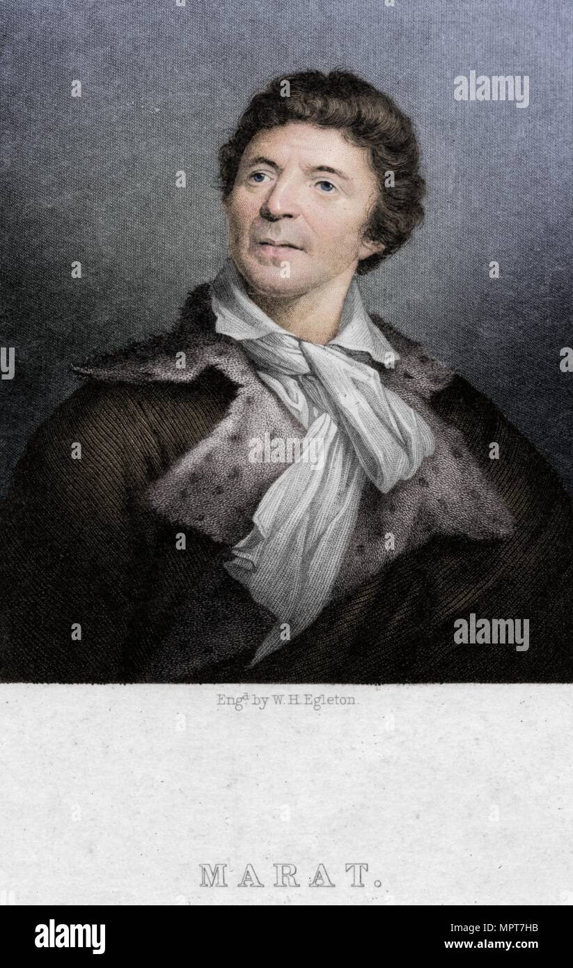 Jean-Paul Marat (1743-1793), physician, scientist and political theorist, c1830. Artist: WH Egleton. Stock Photo