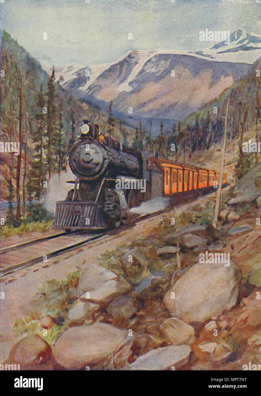 'C.P.R. Train in the Rockies', 1924. Artist: Unknown Stock Photo - Alamy