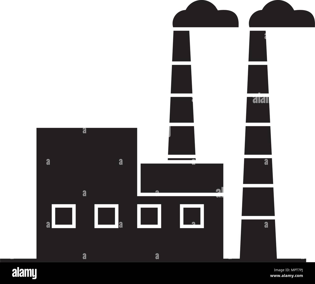 Industrial building black icon concept. Industrial building vector sign ...
