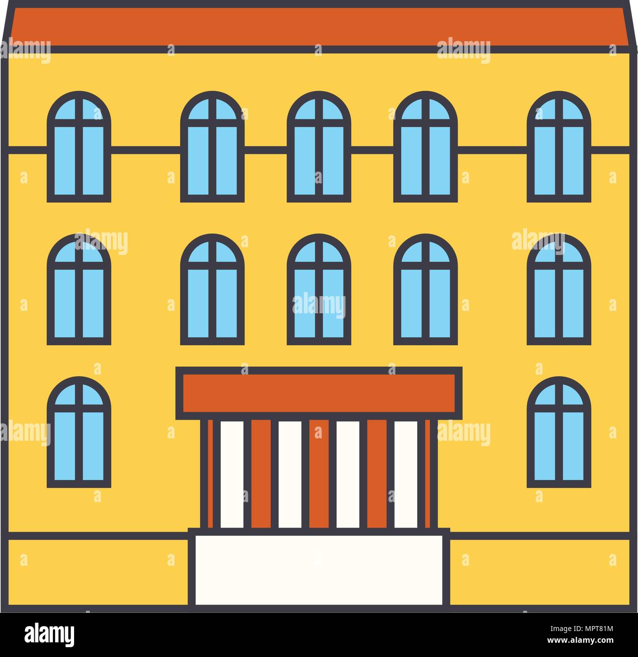 Dwelling house line icon, vector illustration. Dwelling house flat