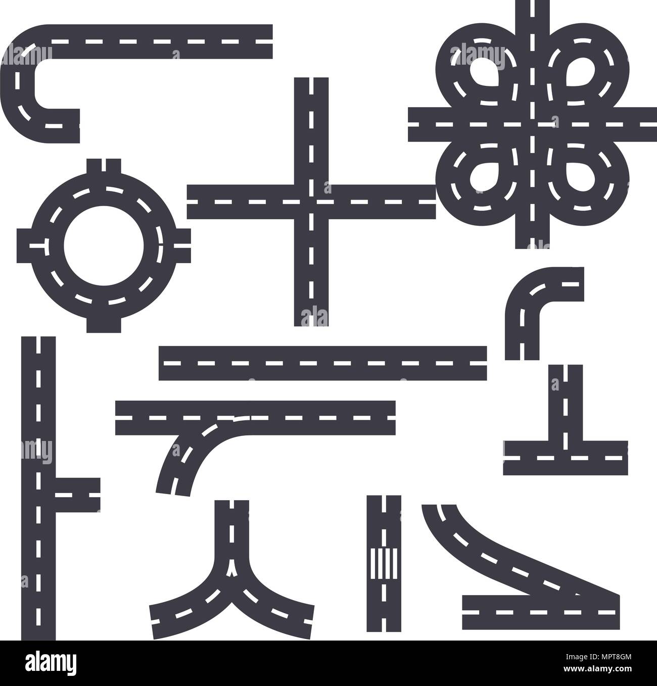 Road map elements line icon, vector illustration. Road map elements flat concept sign Stock