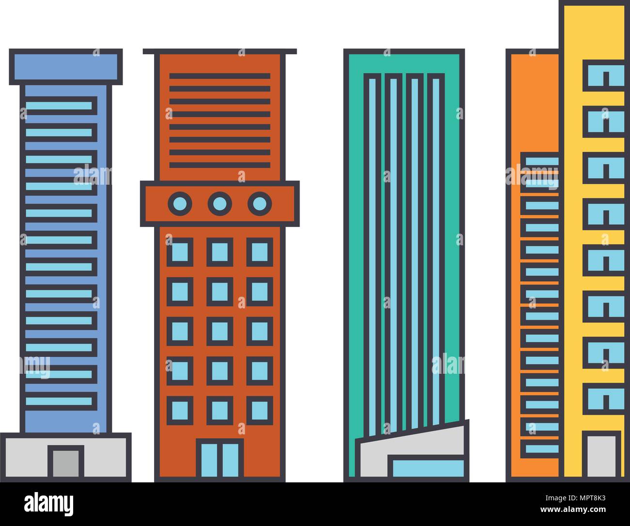 Skyscraper line icon, vector illustration. Skyscraper flat concept sign ...