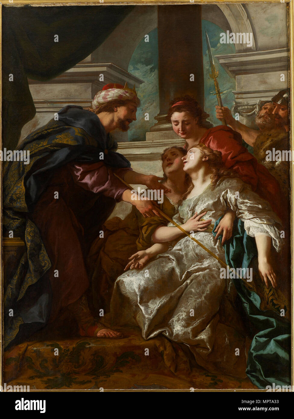Esther fainting before Ahasuerus, 1730. Stock Photo