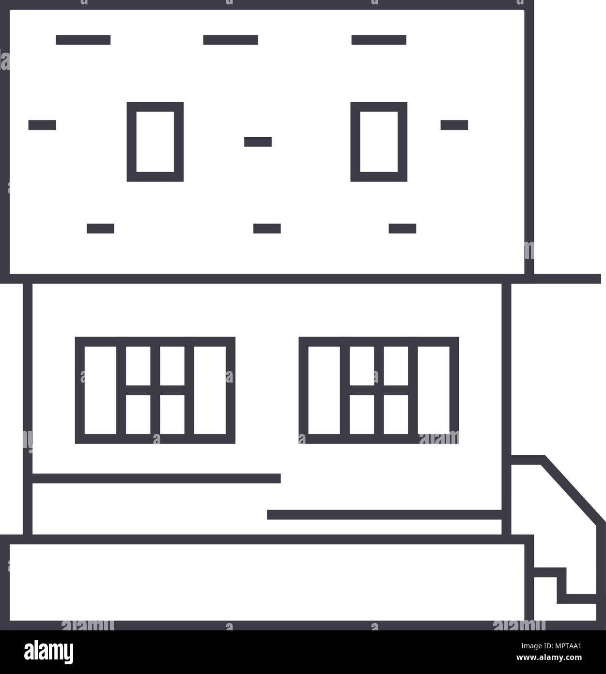 Cottage thin line icon concept. Cottage linear vector sign, symbol ...