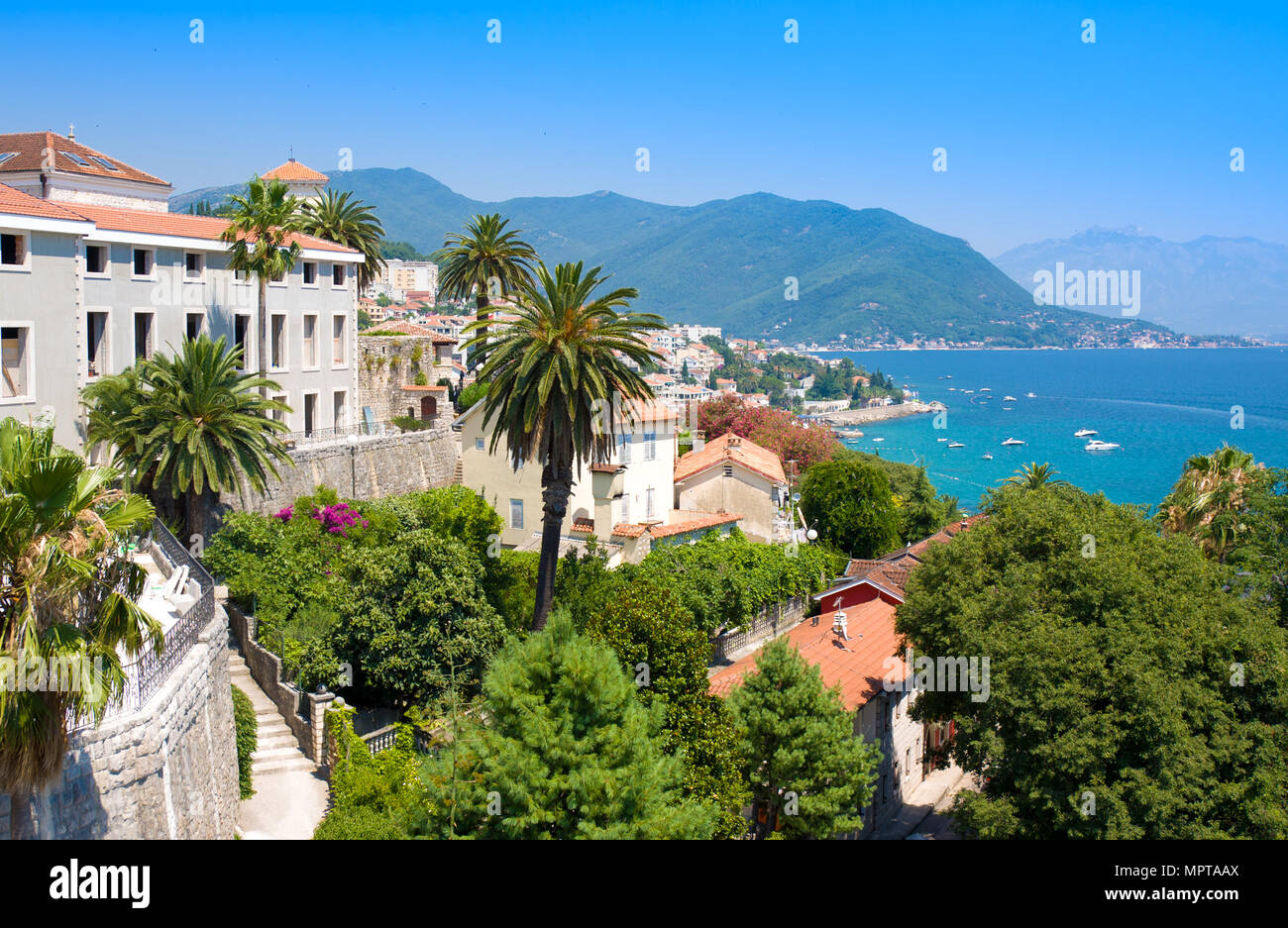 View of Herceg Novi, Kotor Bay, Montenegro Stock Photo