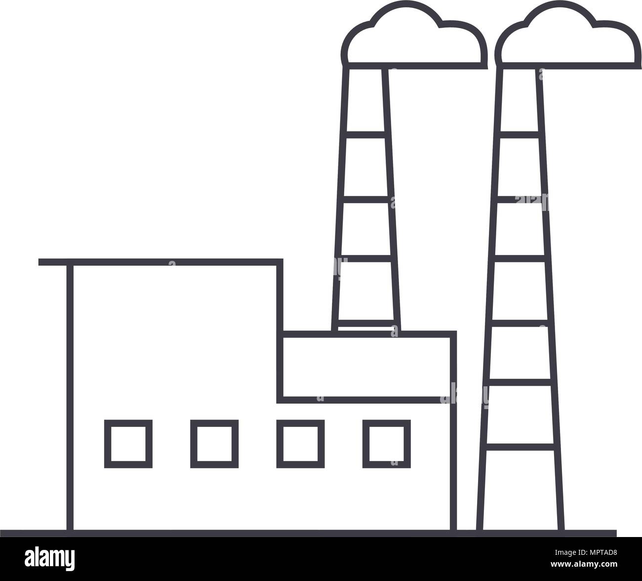 Industrial building thin line icon concept. Industrial building linear ...